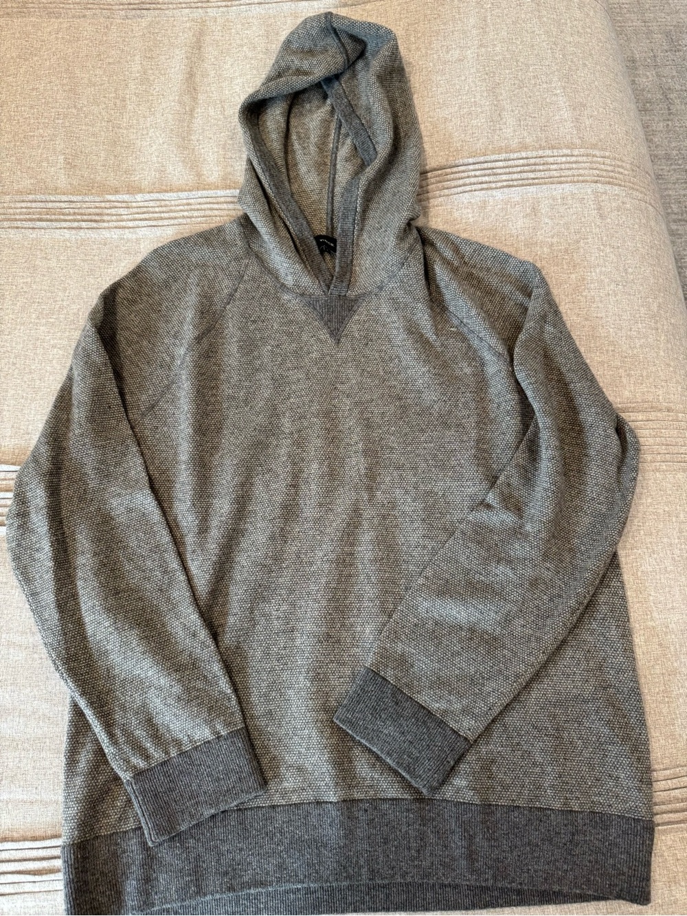 Vince Men's Gray Heather Knit Hooded Crewneck Sweater